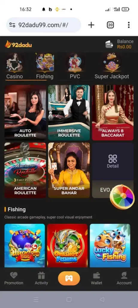 92dadu game casino