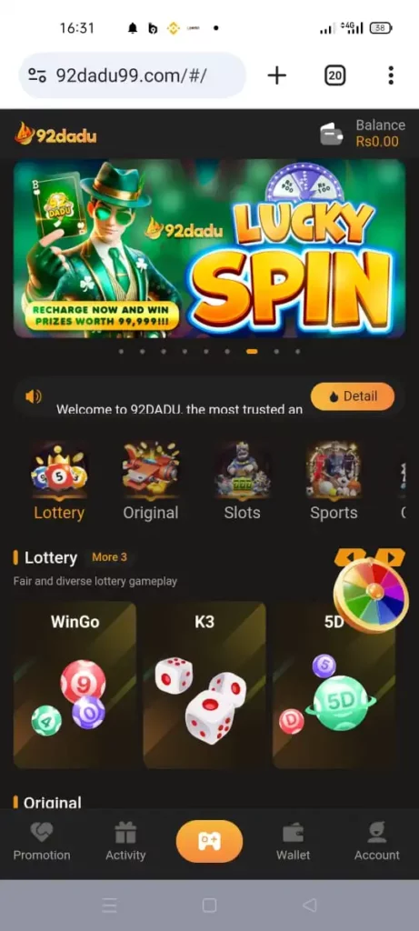 92dadu casino game